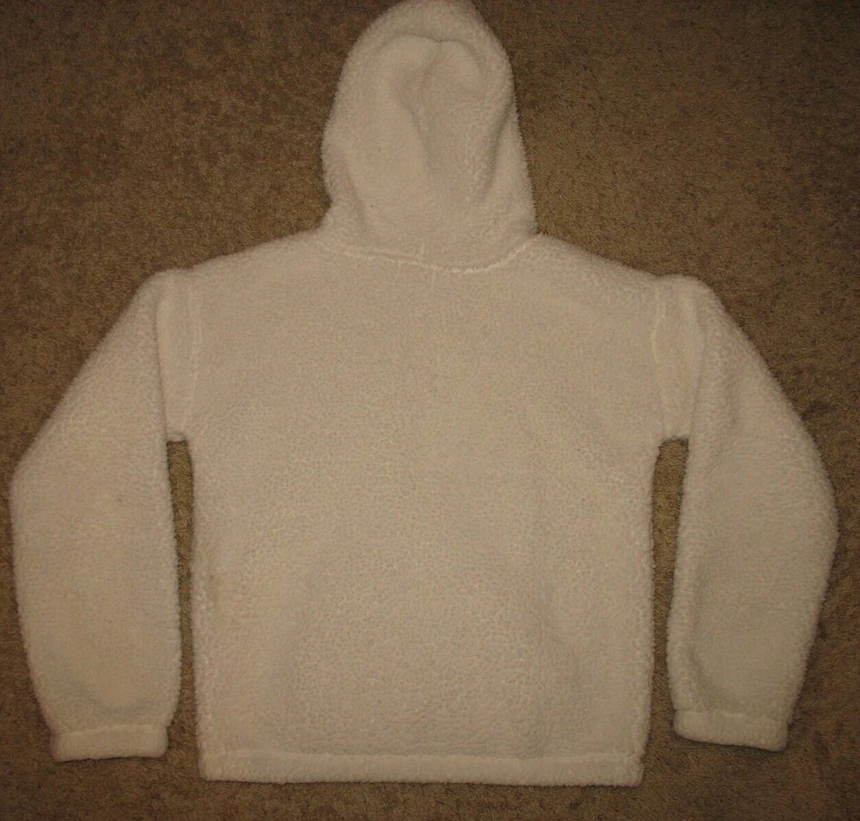 OFF WHITE Felpa giacca pile sherpa zip intera con cappuccio XL 14 16 bambina bianco sporco SO