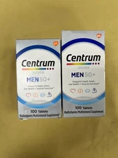 2 New Centrum Silver Men 50+ Multivitamin/Multimineral - 100 Tablets Each Box