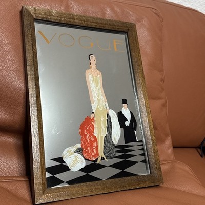 Vogue Art-Déco Flapper alter Spiegel   Vintage Wandspiegel 1920er Stil 34x24cm
