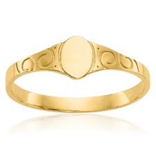 10K Solid Yellow Gold Oval Custom Engraved Signet Ring