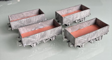 4x OO Gauge / 4mm Scale LMS 5-Plank Open Wagons. White Metal, unpainted