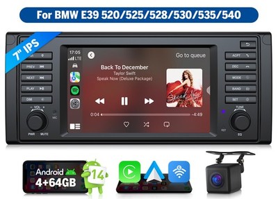 7'' Android Auto 14 Car Radio Wireless CarPlay for BMW E39 528i 530i 95-03 CANBUS