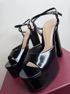 Gucci Damen Schwarz Leder Plateau Heels mit Riemchen Größe 6UK/EU39