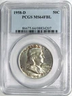 1958-D FRANKLIN Silver Half Dollar PCGS MS 64 FBL