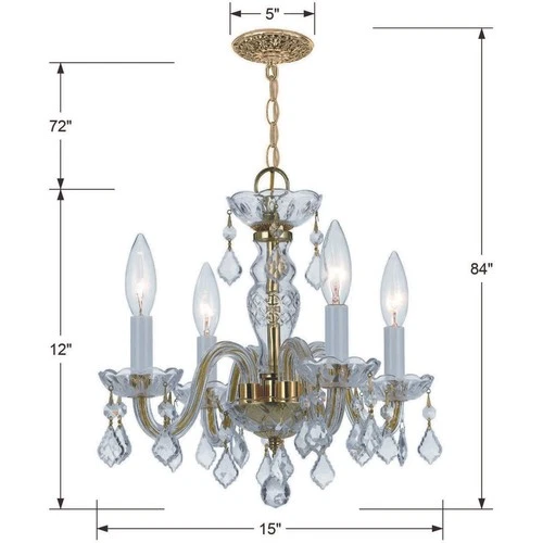 Crystorama 1064-PB-CL-MWP Traditional Crystal Mini Chandelier Polished Brass - Picture 5 of 5