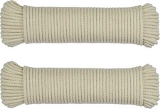SteadMax 200 ft Natural Cotton Rope, Clothesline 1/4 inch 200ft, Beige