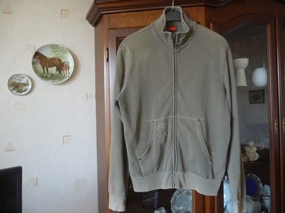  HUGO BOSS Orange Herren Pullover mit Reißverschluss Baumwolle Oliv Gr. L 