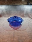 Vintage Cobalt Blue Pyrex 2 Quart Round Glass Dish & Lid #024-S