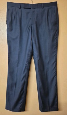 Gieves Hawkes Trousers Navy Dress Pants Smart Regular Straight Wool W34 L29.5