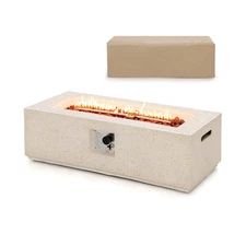 Giantex Propane Fire Pit Table, 50,000 BTU Terrazzo Gas Fire Table w/Simple I...
