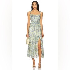 Astr The Label Ethelind Floral Tiered Dress Size Medium Blue Yellow Floral New