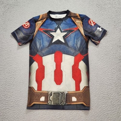 Under Armour Shirt Mens Medium Captain America Compression Alter Ego Athletic
