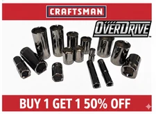 NEW CRAFTSMAN OVERDRIVE Sockets 1/4" 3/8" 1/2" Drive All Sizes SAE Metric Deep