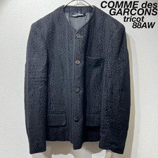 tricot COMME des GARCONS 1988 Wool No Collar Stripe Jacket FA BGA