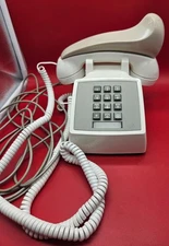 Vintage AT&T Push Button landline phone white Western Electric Bell System R2500
