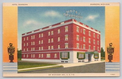 Vintage Hotel Dearborn Michigan Ave Schaefer Rd Postcard Tichnor Tone Linen