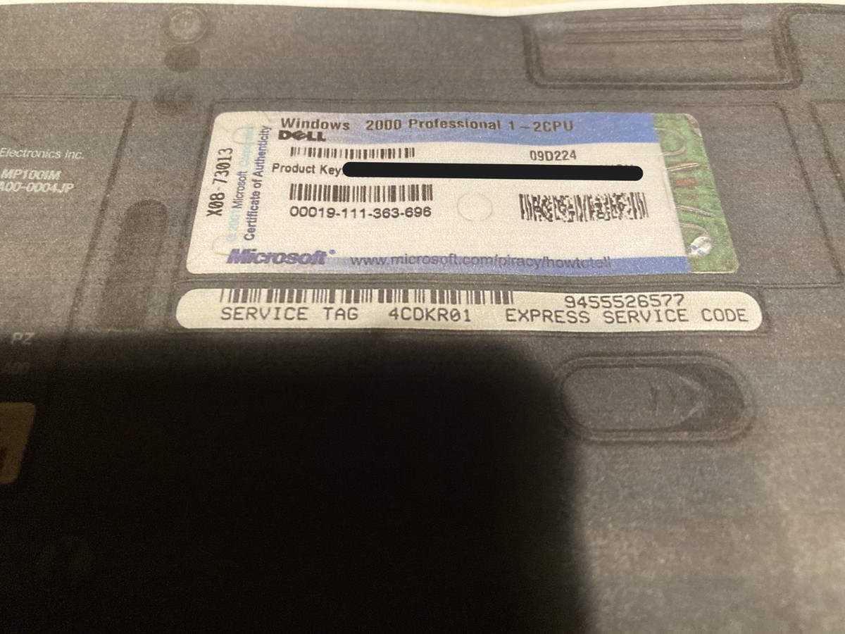 Microsoft Windows 2000 Professional OEM / DELL w/ 2x Product Keys