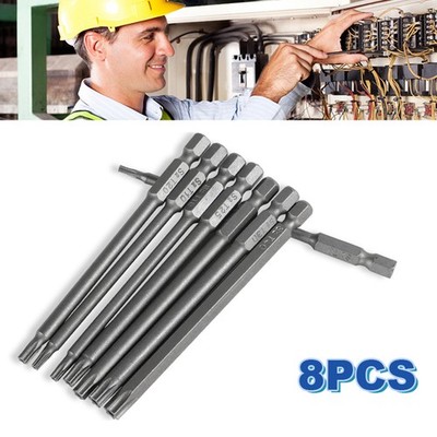 8Pcs 100mm Extra Long Torx Screwdriver Bit Set Magnetic S2 Steel T8-T40