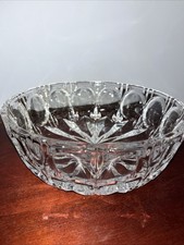 Vintage 8  " Clear Crystal Large Thumbprint Starburst Serving Bowl