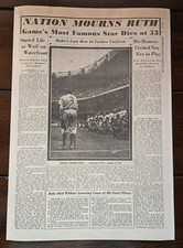 August 25, 1948 The Sporting News 8 page insert Nation Mourns Babe Ruth