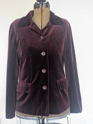 Gap Velvet Blazzer Jacket Women Size Medium Burgandy Dark Acedemia Corporate