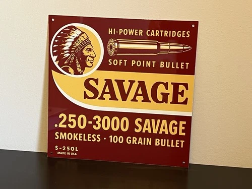 Savage Bullet  Ammunition Advertising  Vintage Style Metal Sign