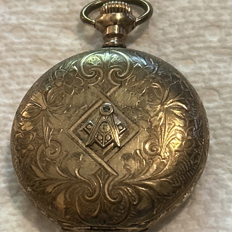 New York Standard Masonic 6 Size Hunting Case Gold Filled Pocket Watch 