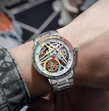 2026 Men's Stainless Steel Automatic Mechanical Watch Skeleton Dial Waterproof