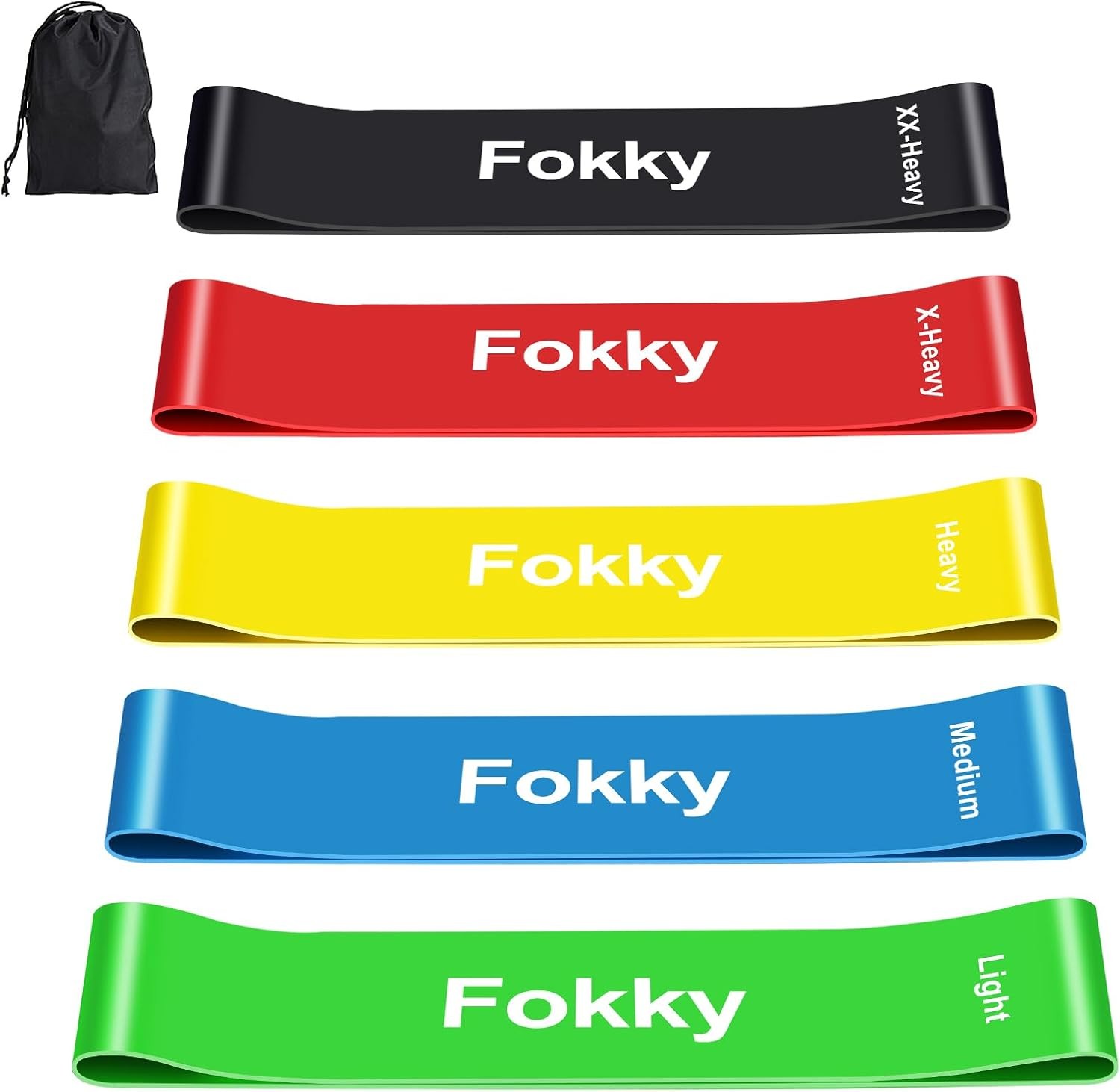 Fokky Resistance Bands [Set of 5], 100% Latex Exercise Band for Women and Men,