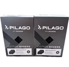 Pilago Mens Cotton Boxer Shorts Black X6 Pack Size Medium New