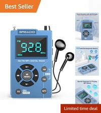 Portable AM FM Radio with MP3 Player, Best Reception Pocket Radio, Large LCD ...