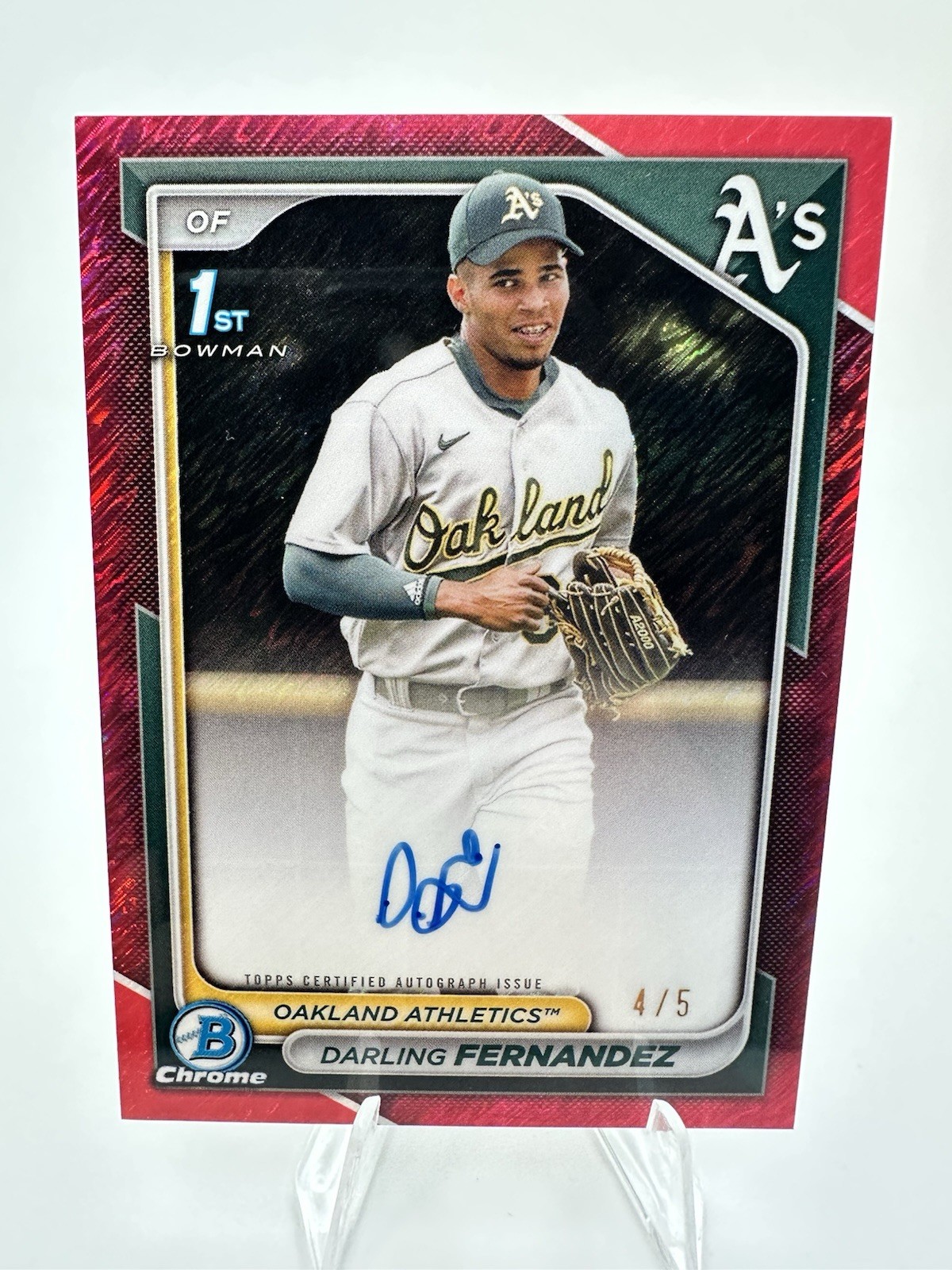 2024 Bowman Chrome Darling Fernandez 1st Red Shimmer SSP Auto #/5 Athletics 🔴
