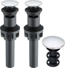 2 Pack Pop Up Drain Stopper with Overflow, Push and Seal Pop Up Drain Stopper