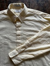 Vtg 70s Arrow Brigade Button Down Shirt Made in USA Cream Yellow Men L 16-32/33