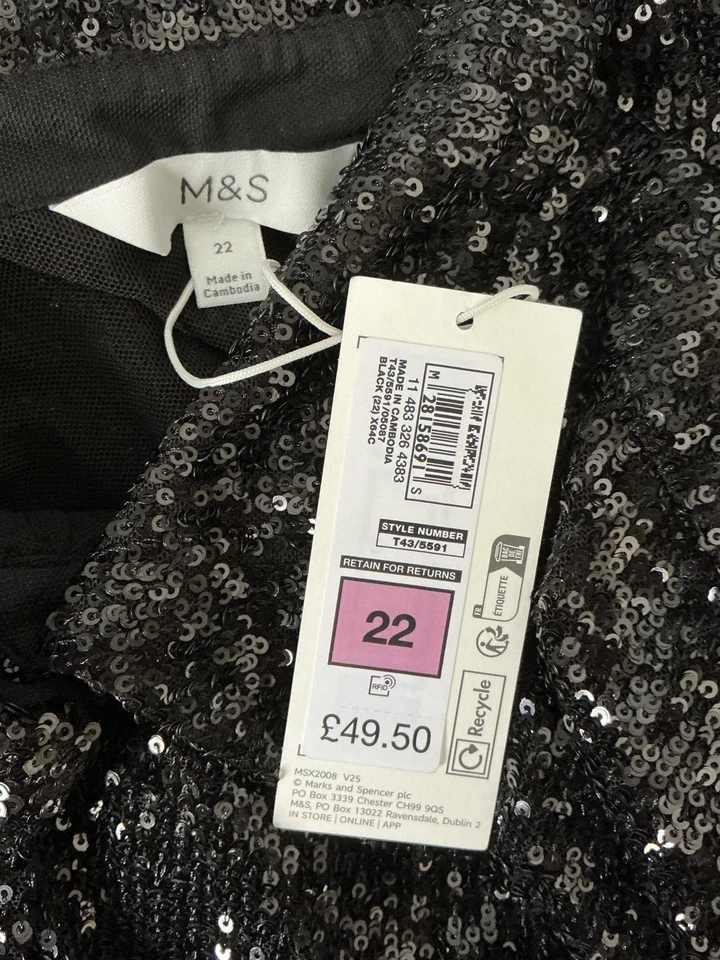 Marks & Spencer Ladies Beautiful Dressy Sequin Shirt/Blouse Size 22 BNWT - Image 4 of 4
