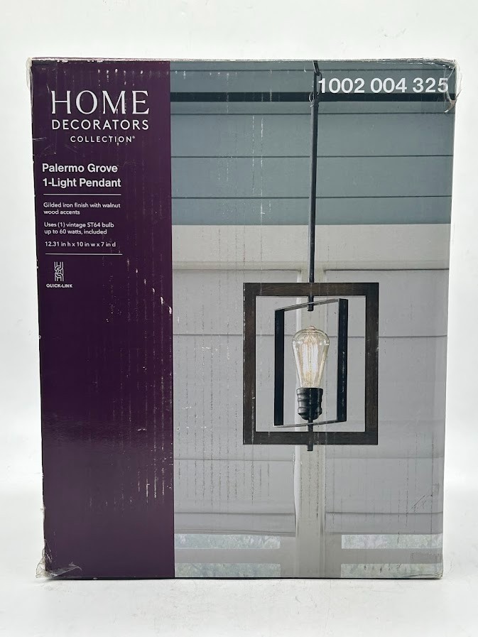 Home Decorators Palermo Grove 10 in. 1Light Gilded Iron Mini-Pendant New