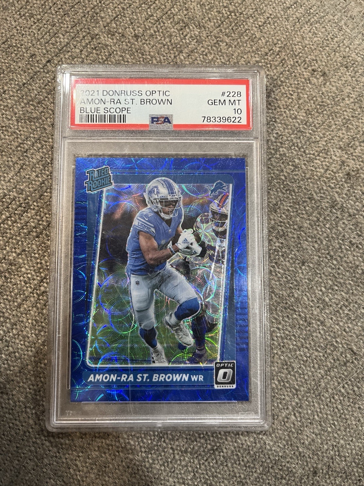 Amon-Ra St. Brown Panini Donruss Optic #228 Blue Scope