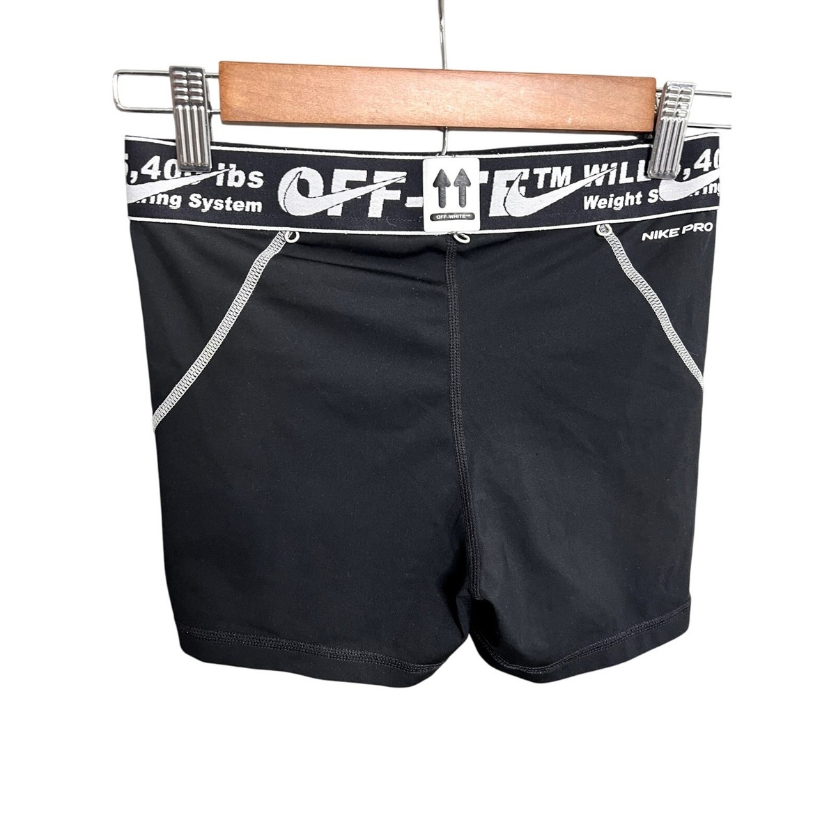 フィットネスボトムス OFF-WHITE x Nike Women's Training Shorts VOLT Black FW 19 Off-White X Nike Womens Tight Black Shorts Size Small Gym