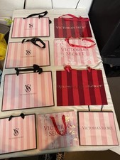 Victoria  s Secret Shopping Bag Lot Pink Stripe Gift Bags Store Bags
