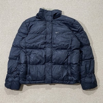 Vintage Nike Daunenjacke Herren Medium Schwarz Puffer 2000s Y2K
