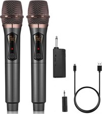 Wireless Microphones, Metal Dynamic Microphone System with Rechargeable Recei...