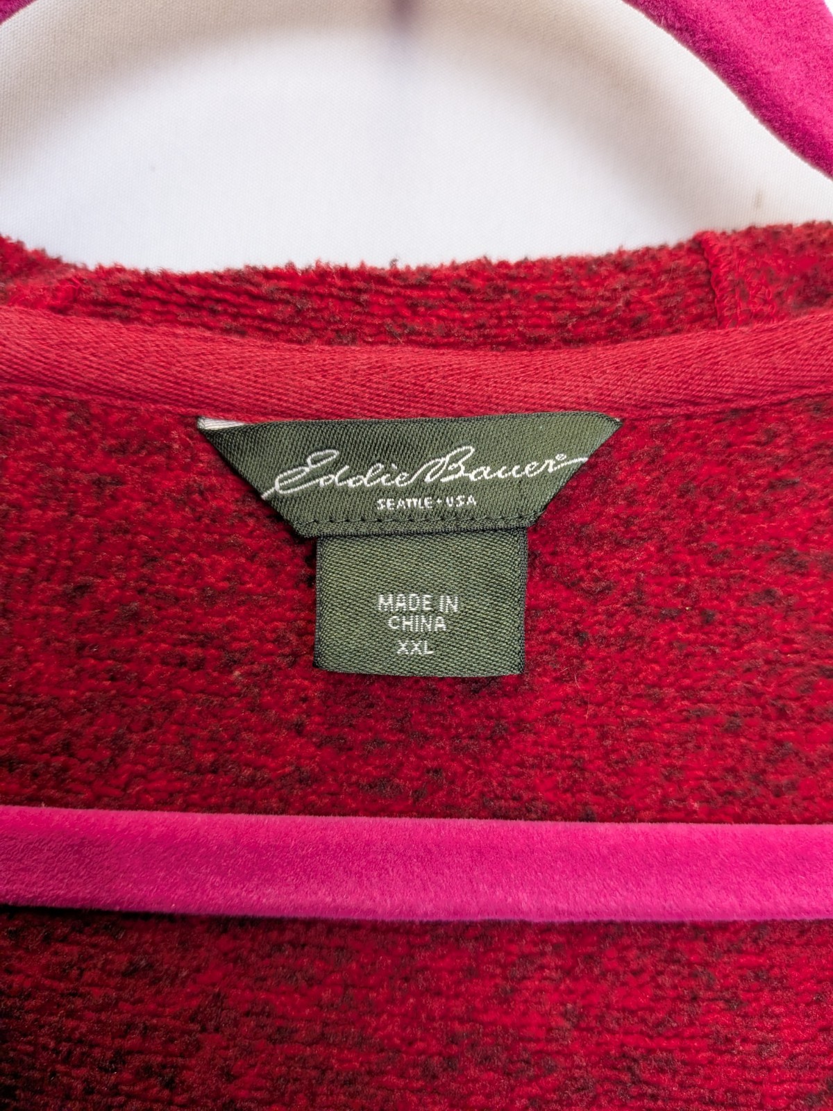 Eddie Bauer Women's XXL Red Faux Wrap Pullover Hoodie Sweater 6287 image 3