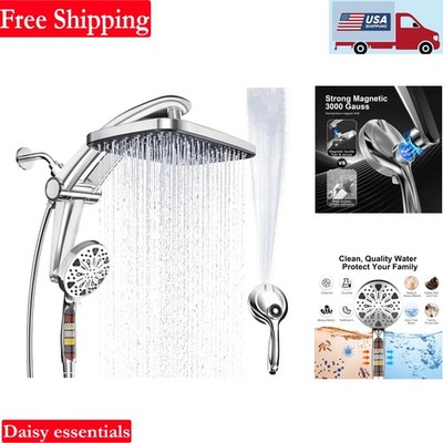 Rain Shower Head with Handheld Filtered Shower Combo 10 Spray Settings Chrome
