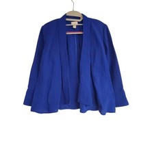 Women's Chico's Blue Rayon Blend Open Front Lightweight Blazer Size 1 Medium