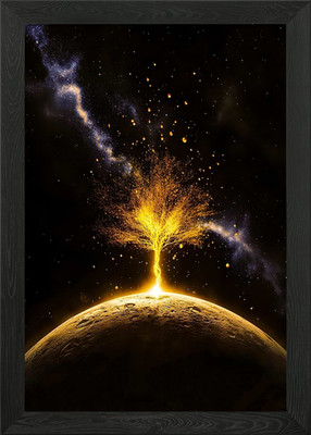 Golden Tree on Planet Gerahmtes Wandbild Poster Leinwanddruck Bild
