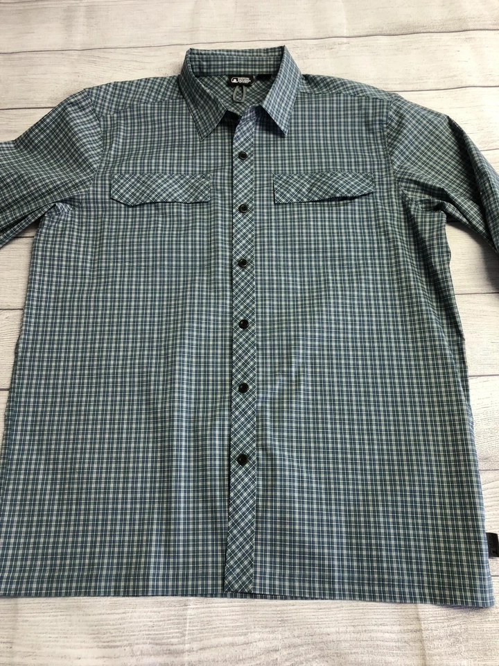 Camisa deportiva Eastern Mountain para hombre XL azul verde a cuadros ventilada pesca senderismo Foto 2 de 4