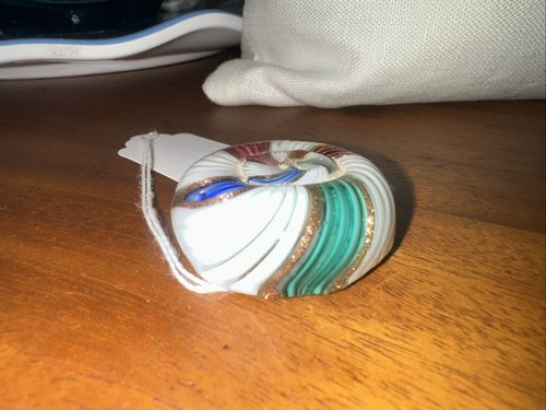 Antique Lutz blown glass paperweight Small striped swirl Early 1900's - Foto 5 di 9