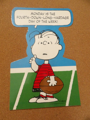 vtg 1952 United Feature Syndicate laminated decoration print Schulz football