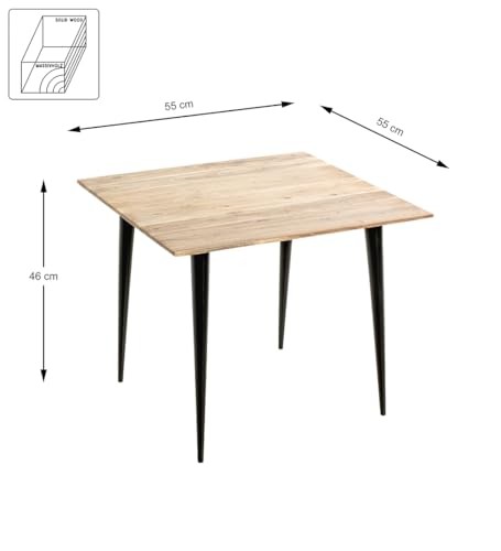 Haku Beistelltisch Massivholz Akazie Metall Schwarz Couchtisch Sofatisch --image
