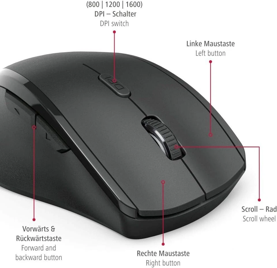 Hama Ergonimc Left Handed Wireless Mouse, Left-handed mouse without cable, wirel - Image 4 of 4